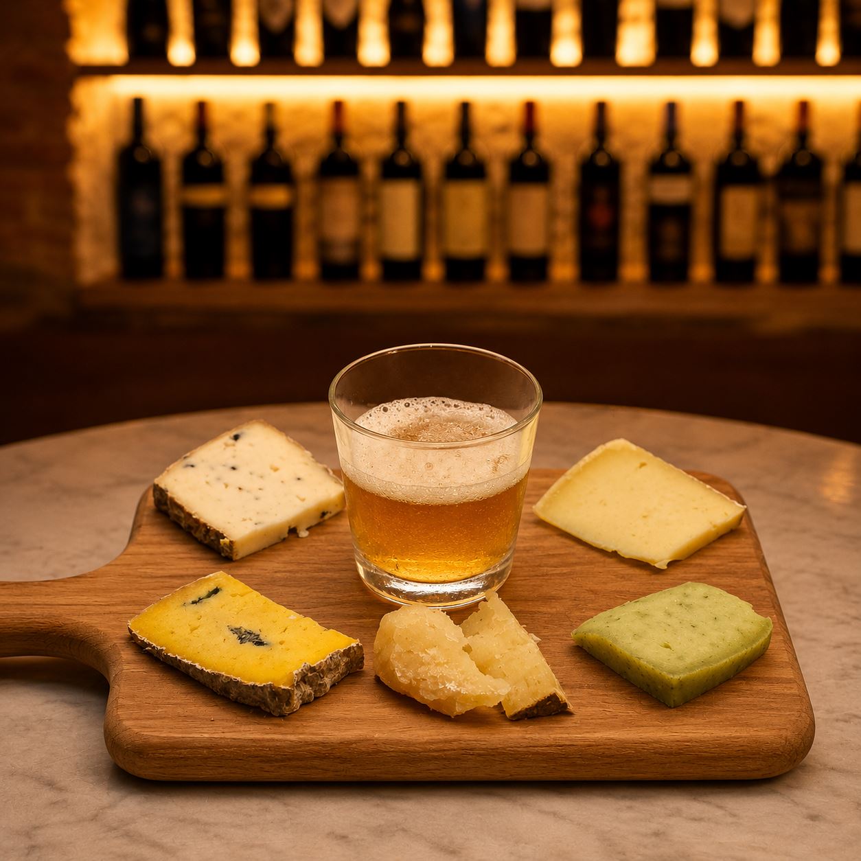 SELEZIONE DI FORMAGGI MISTI ACCOMPAGNATI CON GELATINA ALLA BIRRA